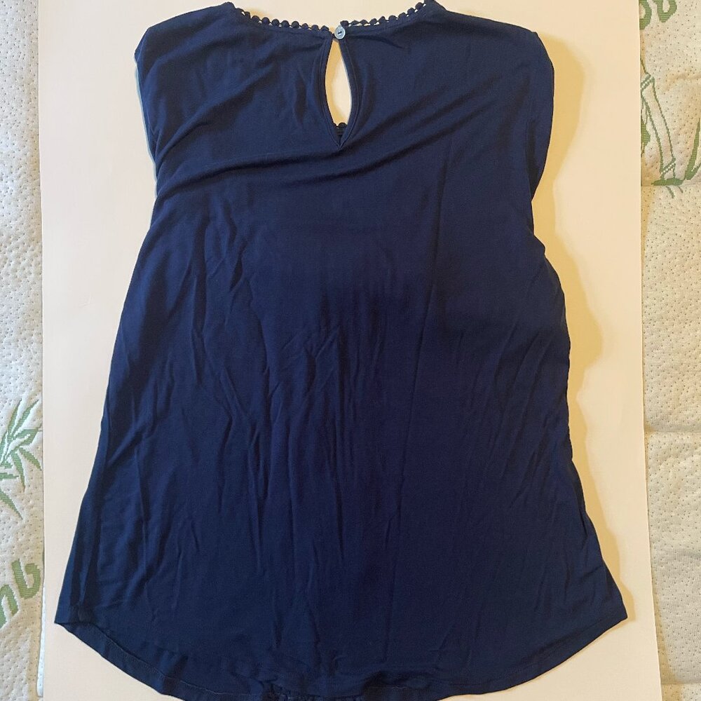 Small -- Navy Daniel Rainn - Darrel Crochet Yoke Knit Top